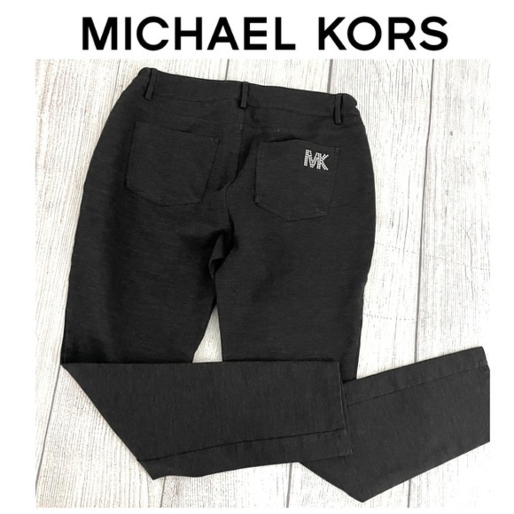 MICHAEL KORS Women’s Slim Fit Heather Grey Stretch Pants with LOGO on back Sz 8P